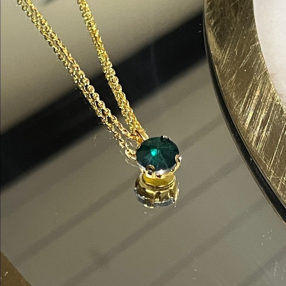 Emerald Green Crystal Faceted Glass Rhinestone Pendant